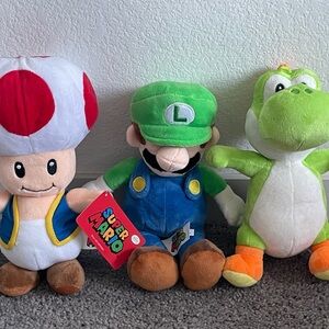 Super Mario plushies. Sold as a set or separately.